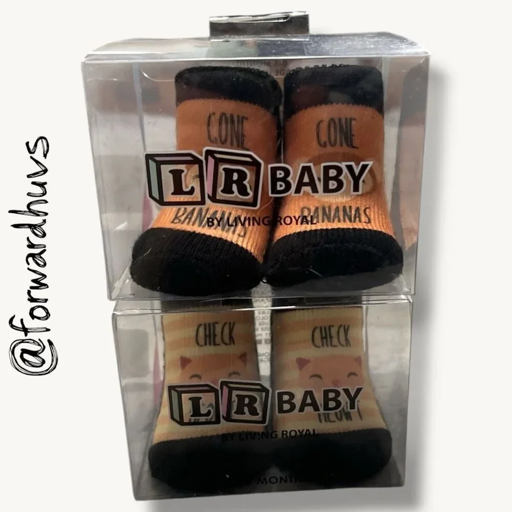 Living Royal Baby Socks Set 0–6 Months Monkeys and Cats